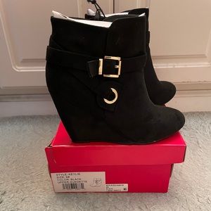Black suede booties
